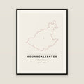 Aguascalientes, Aguascalientes map print — exact INEGI boundary