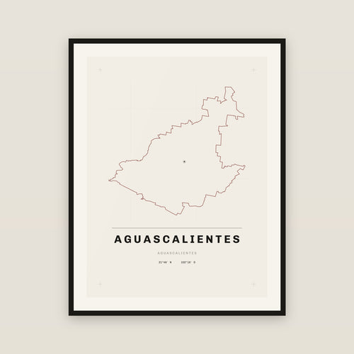 Aguascalientes, Aguascalientes map print — exact INEGI boundary