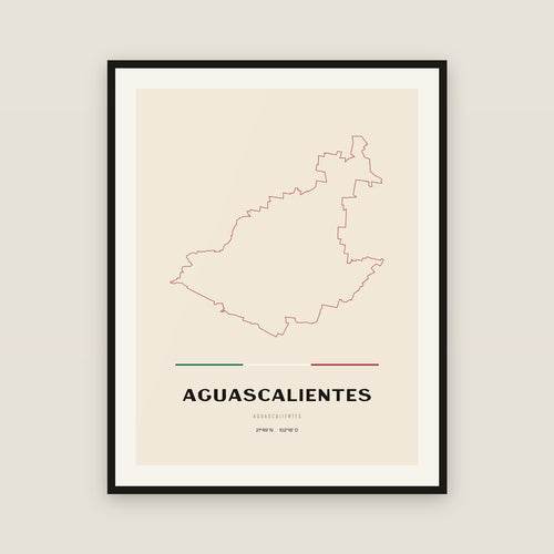 Aguascalientes, Aguascalientes map print — exact INEGI boundary