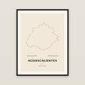 Aguascalientes map print — exact INEGI boundary