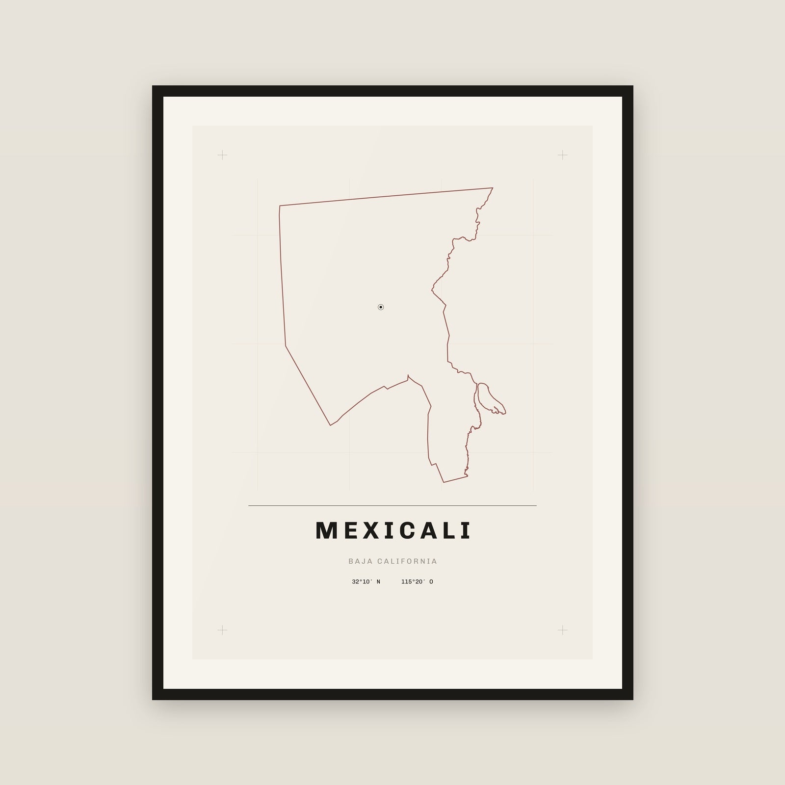 Mexicali, Baja California map print — exact INEGI boundary