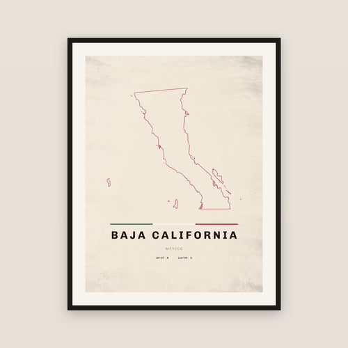 Baja California map print — exact INEGI boundary