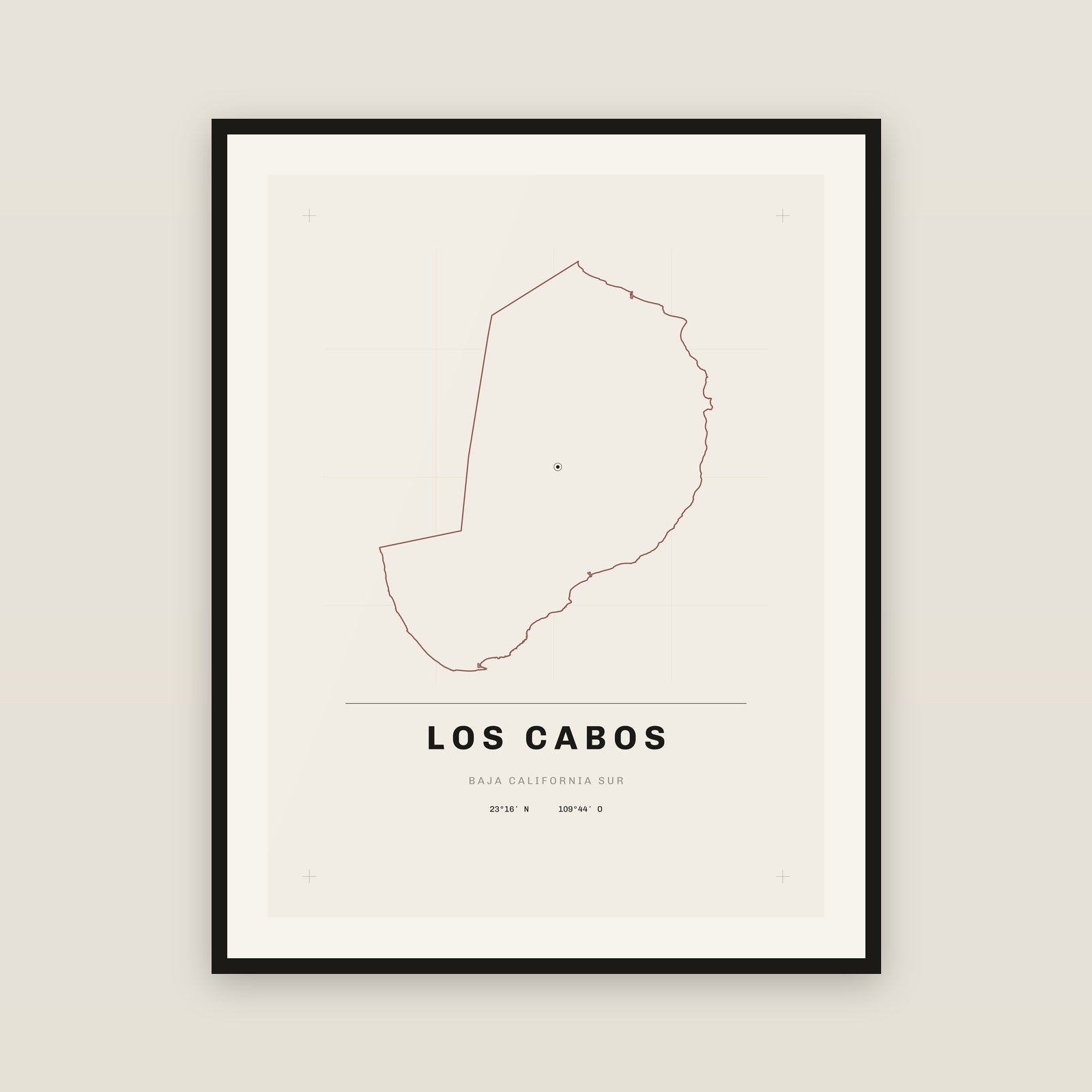 Los Cabos, Baja California Sur map print — exact INEGI boundary