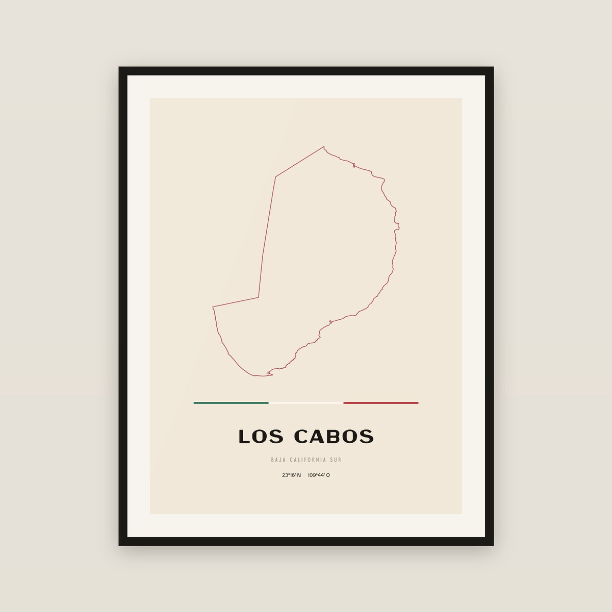 Los Cabos, Baja California Sur map print — exact INEGI boundary