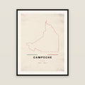 Campeche map print — exact INEGI boundary