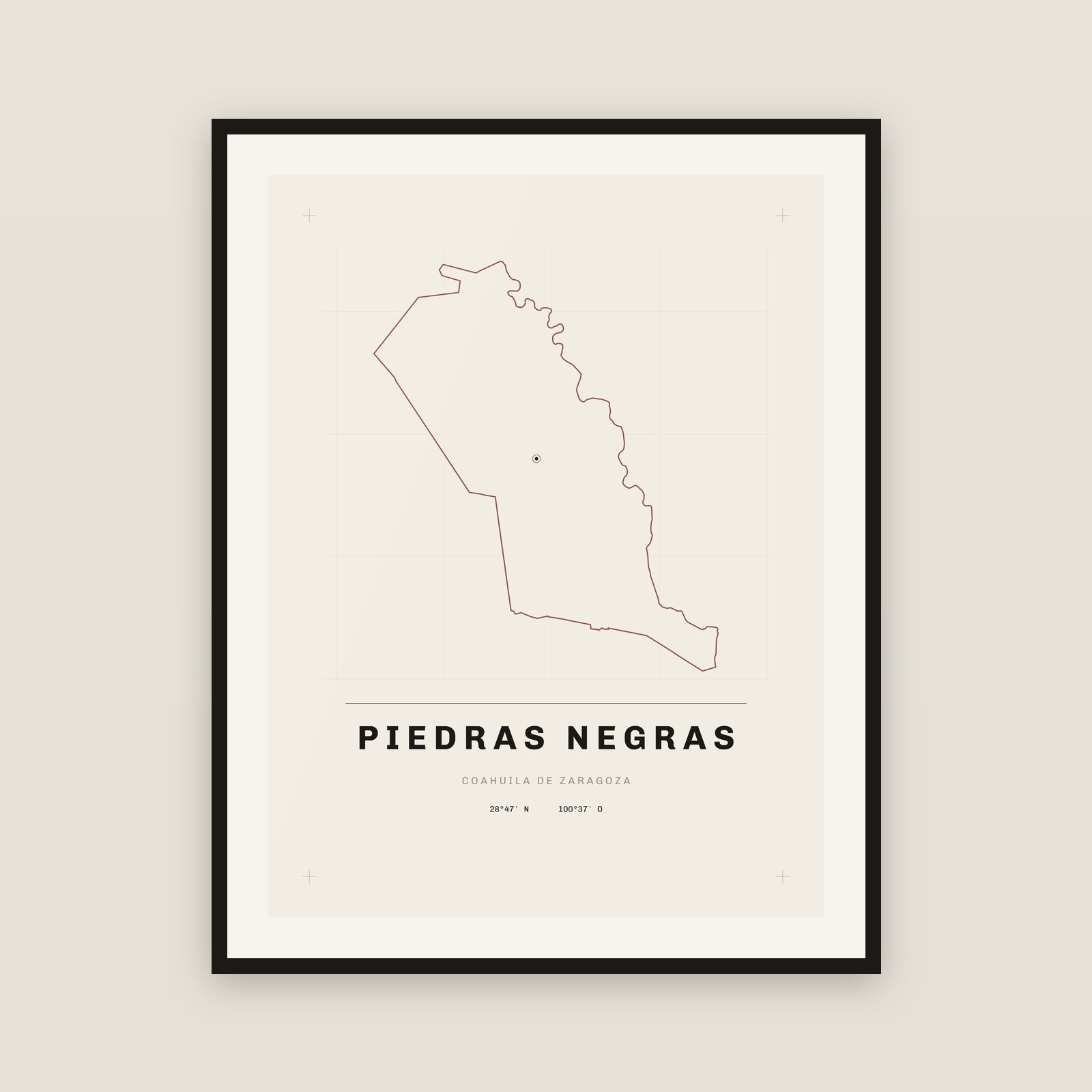 Piedras Negras, Coahuila de Zaragoza map print — exact INEGI boundary