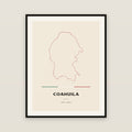 Coahuila de Zaragoza map print — exact INEGI boundary