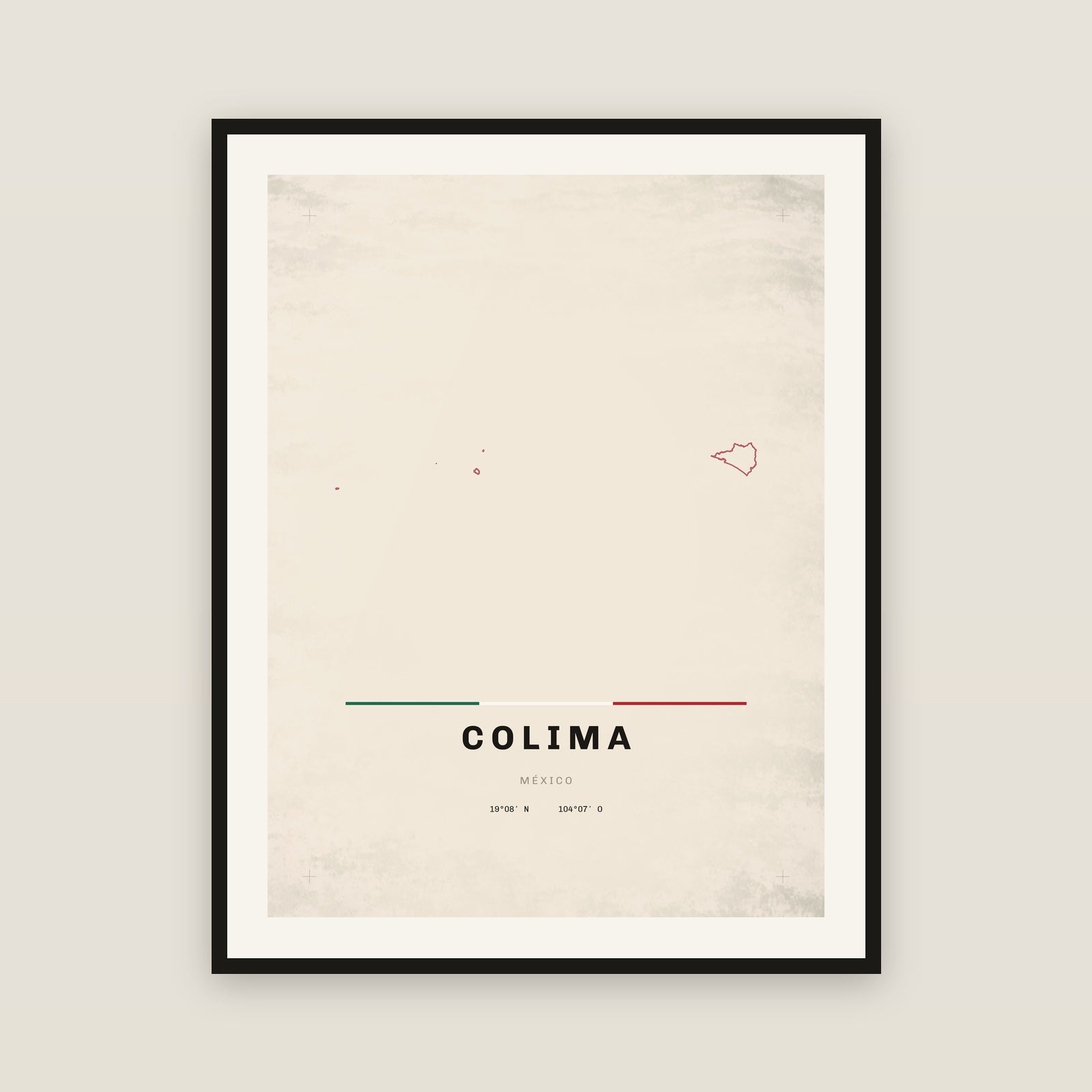 Colima map print — exact INEGI boundary