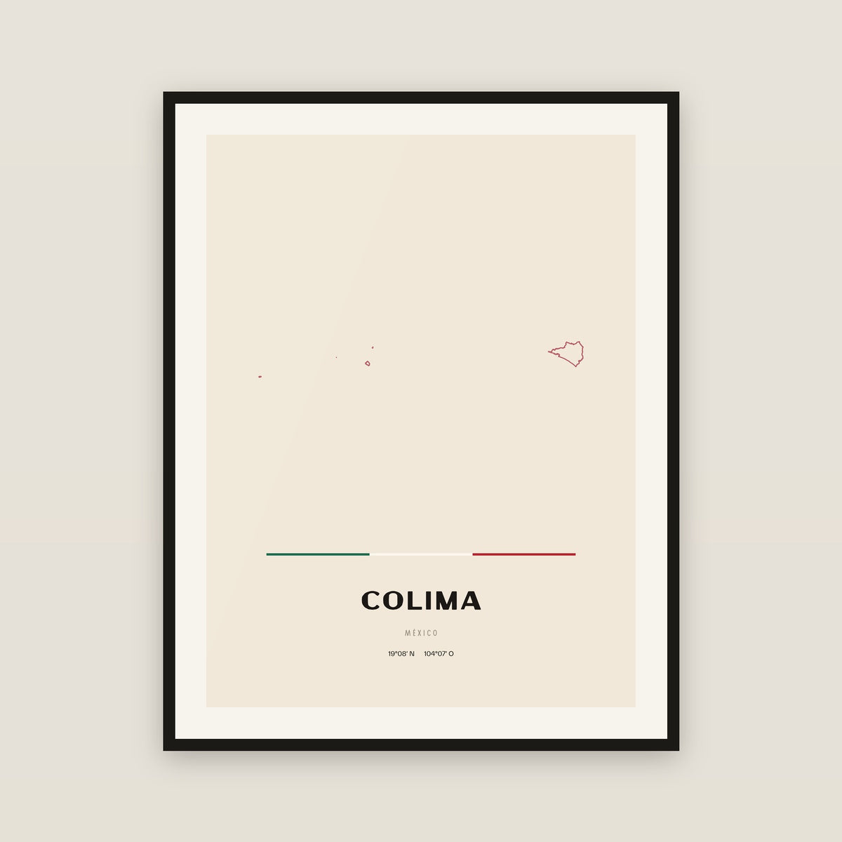 Colima map print — exact INEGI boundary