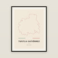 Tuxtla Gutiérrez, Chiapas map print — exact INEGI boundary