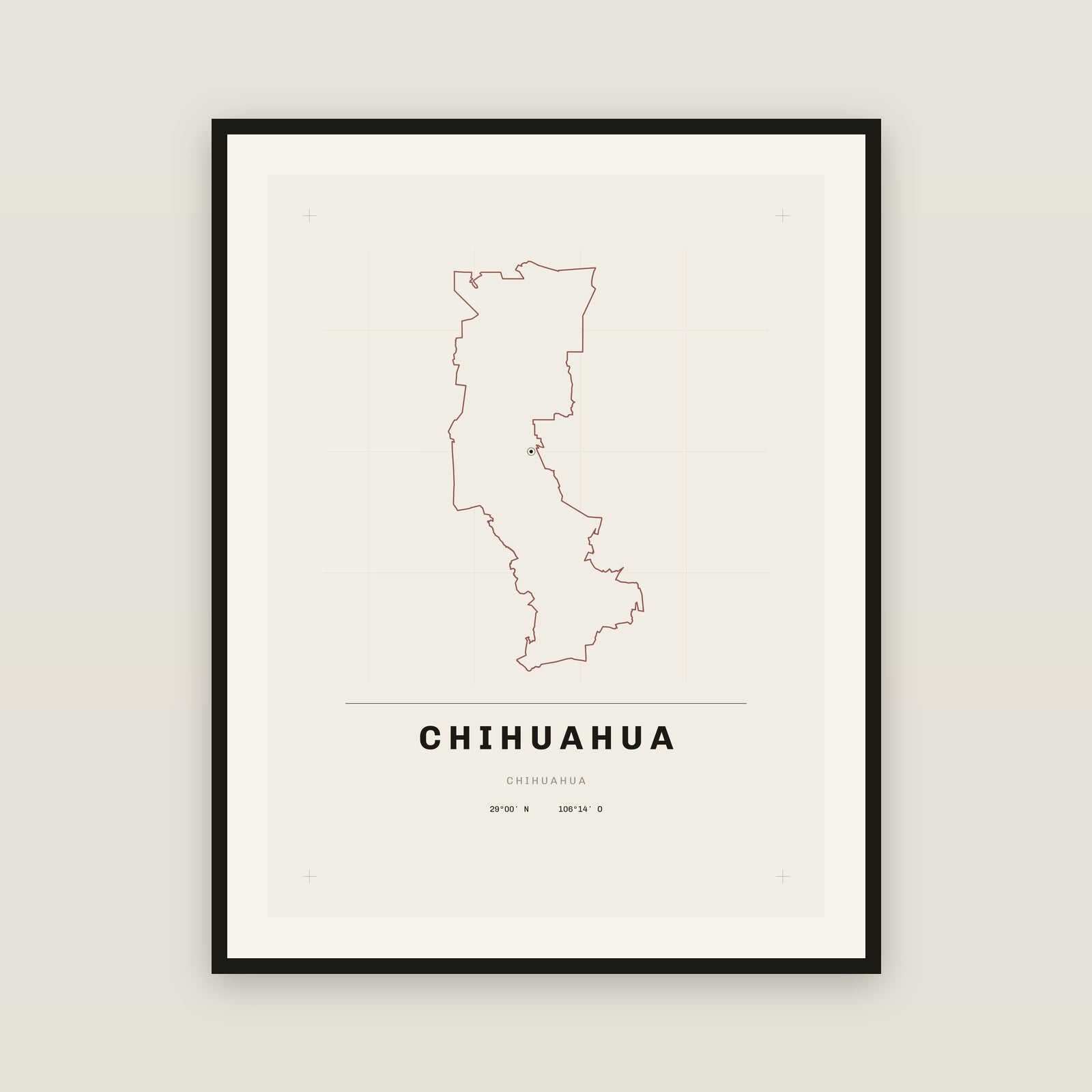 Chihuahua, Chihuahua map print — exact INEGI boundary