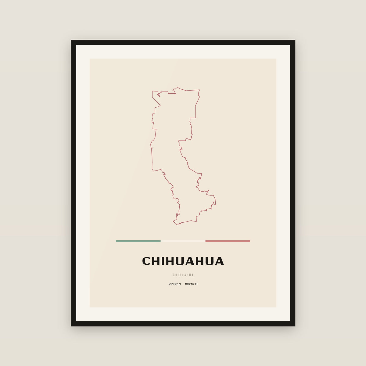 Chihuahua, Chihuahua map print — exact INEGI boundary