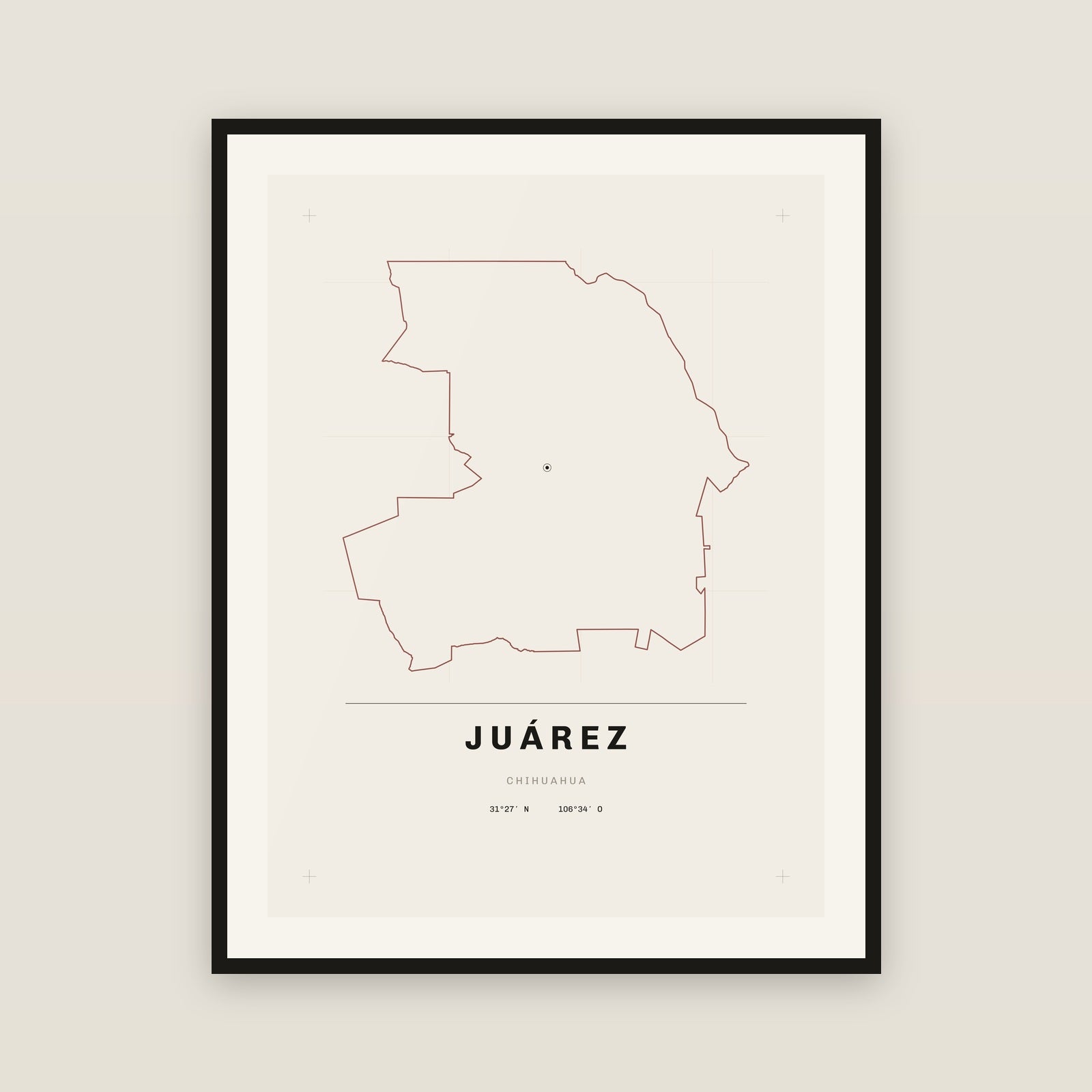 Juárez, Chihuahua map print — exact INEGI boundary