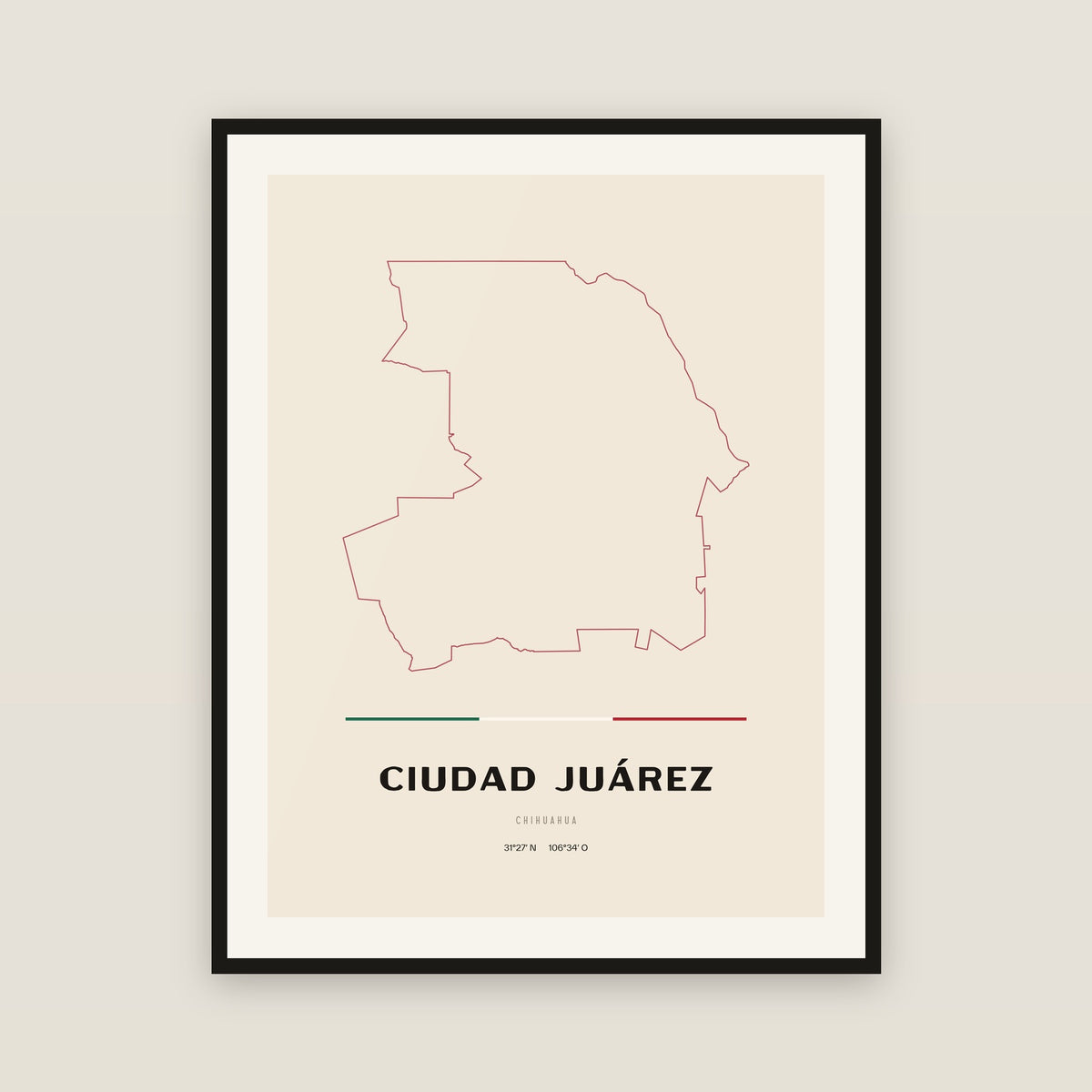 Juárez, Chihuahua map print — exact INEGI boundary