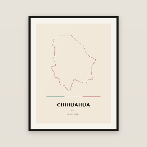 Chihuahua map print — exact INEGI boundary