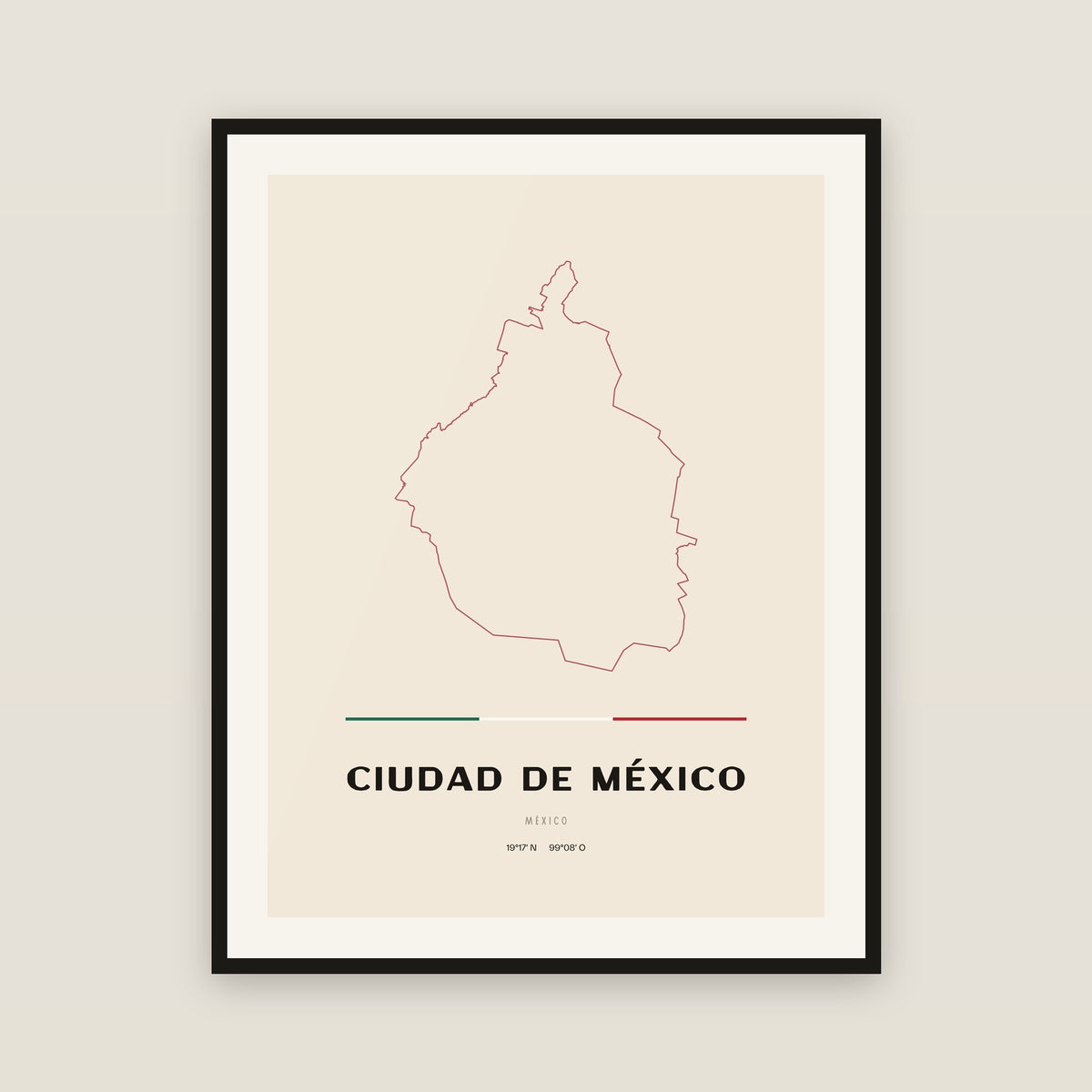 Ciudad de México map print — exact INEGI boundary