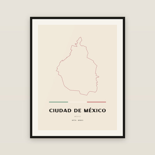Ciudad de México map print — exact INEGI boundary