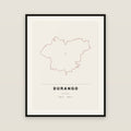 Durango, Durango map print — exact INEGI boundary