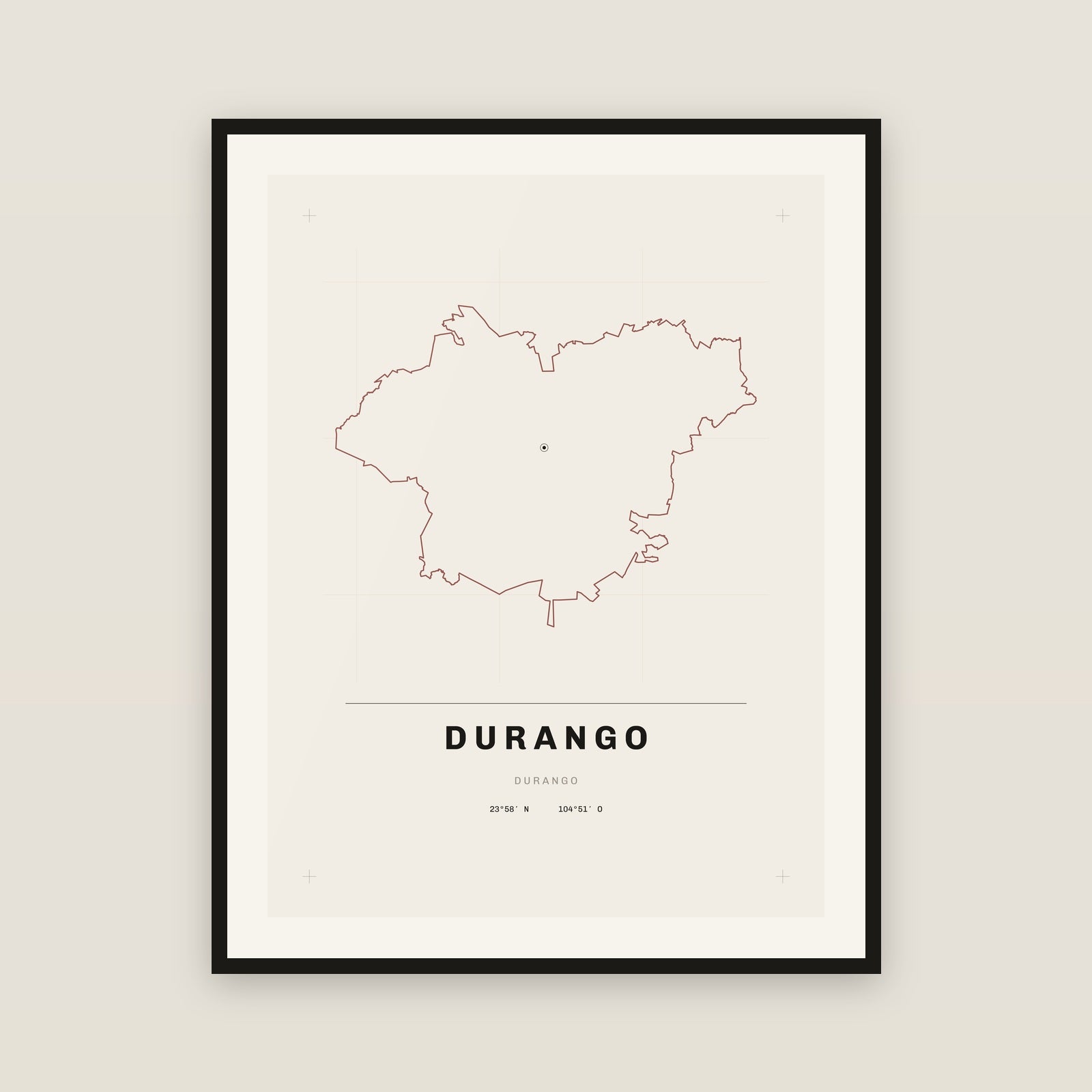 Durango, Durango map print — exact INEGI boundary