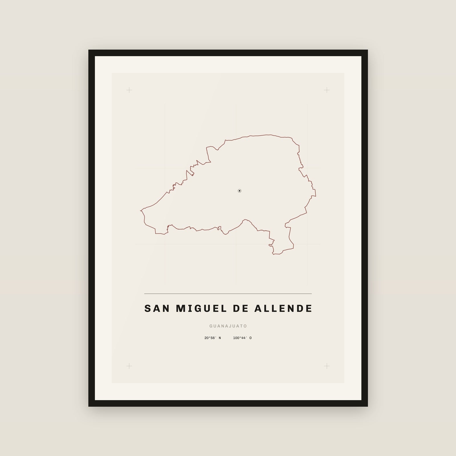 San Miguel de Allende, Guanajuato map print — exact INEGI boundary
