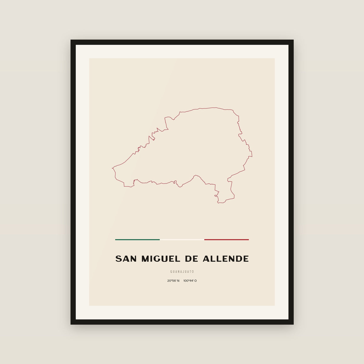 San Miguel de Allende, Guanajuato map print — exact INEGI boundary