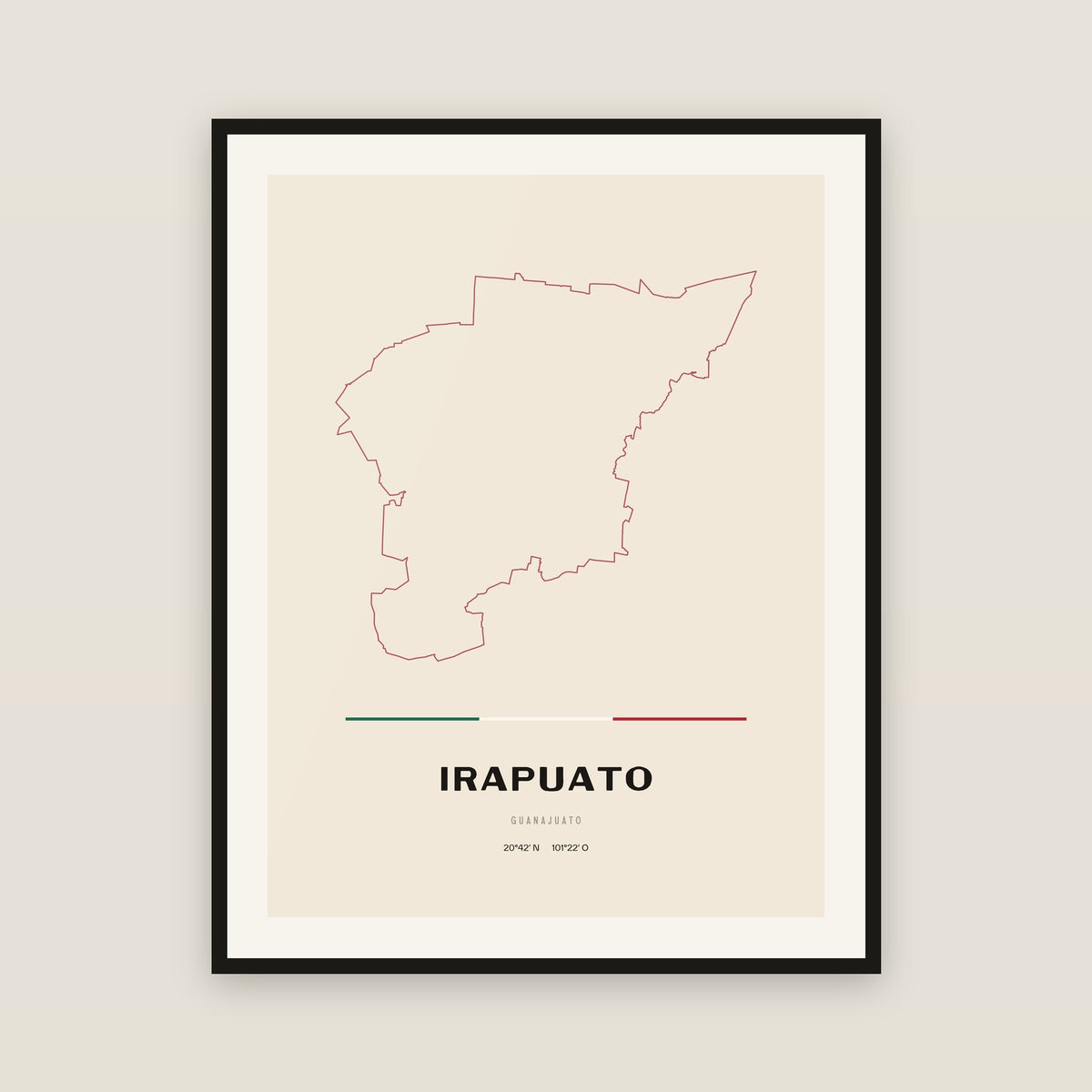 Irapuato, Guanajuato map print — exact INEGI boundary
