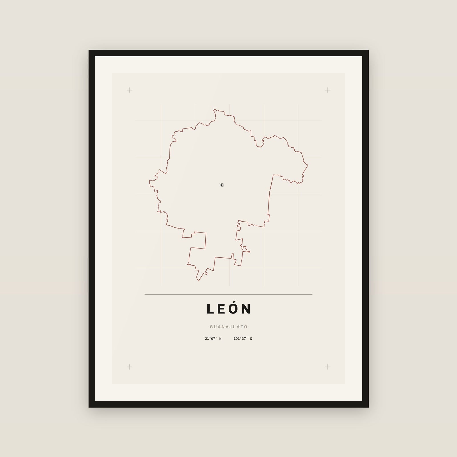 León, Guanajuato map print — exact INEGI boundary