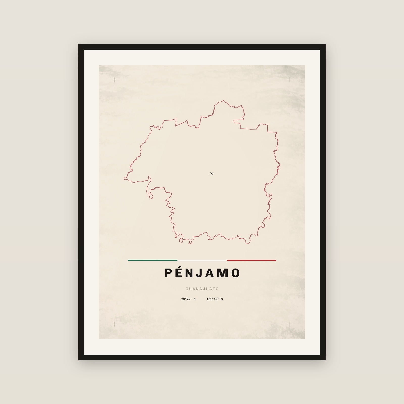 Pénjamo, Guanajuato map print — exact INEGI boundary