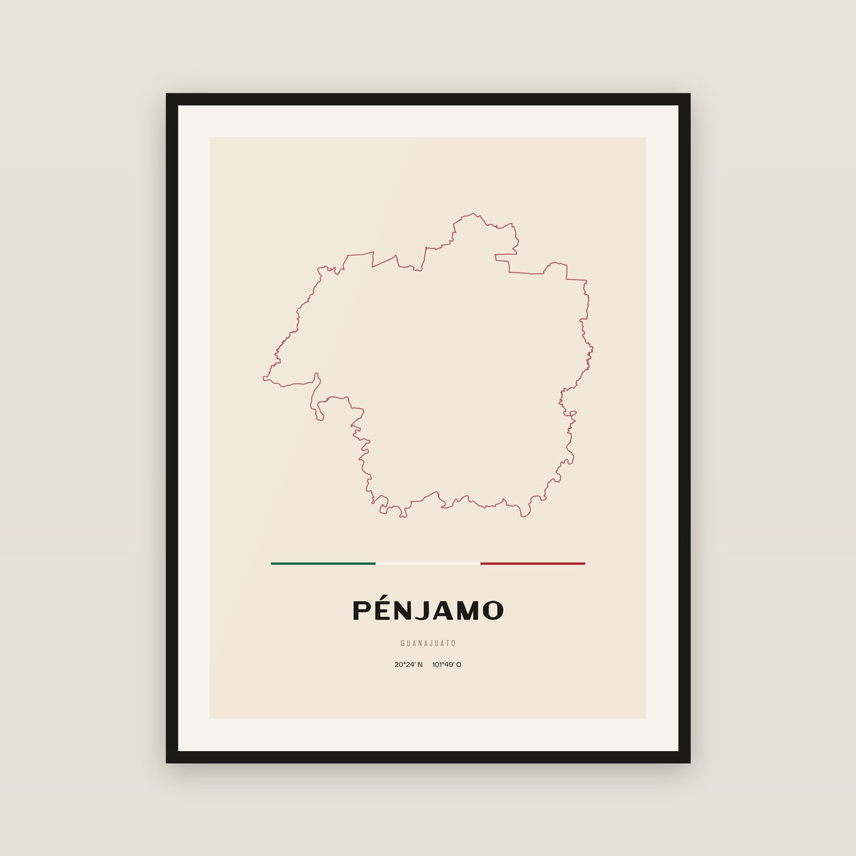 Pénjamo, Guanajuato map print — exact INEGI boundary