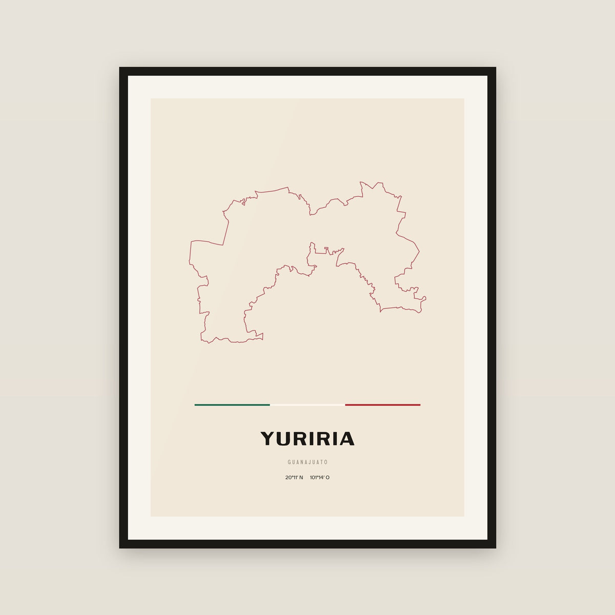 Yuriria, Guanajuato map print — exact INEGI boundary