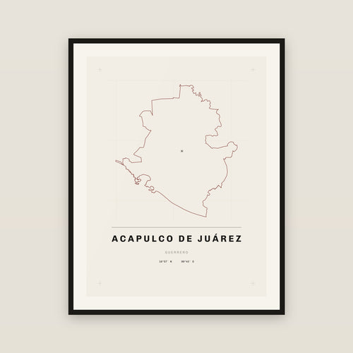Acapulco de Juárez, Guerrero map print — exact INEGI boundary