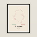 Acapulco de Juárez, Guerrero map print — exact INEGI boundary