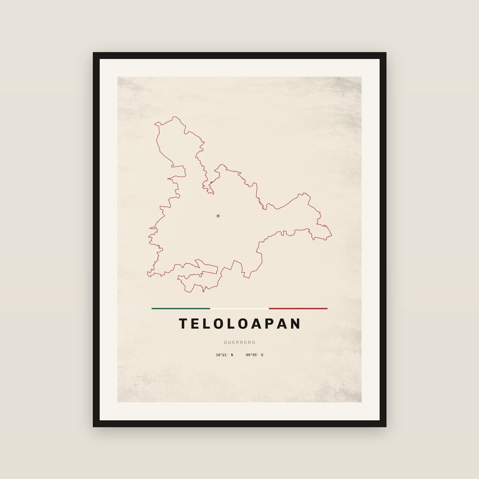 Teloloapan, Guerrero map print — exact INEGI boundary