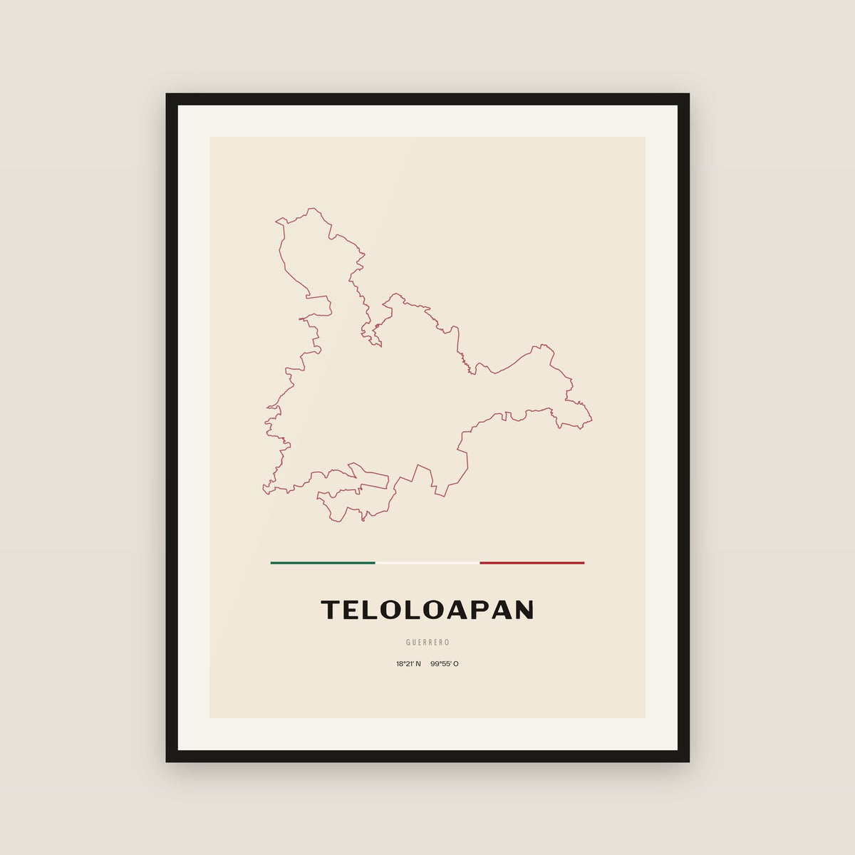Teloloapan, Guerrero map print — exact INEGI boundary
