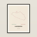 Guerrero map print — exact INEGI boundary