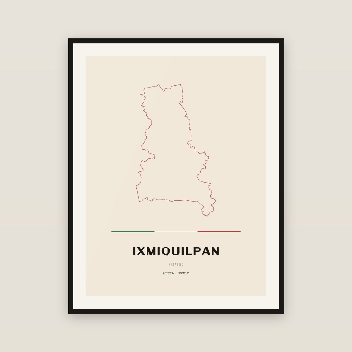 Ixmiquilpan, Hidalgo map print — exact INEGI boundary