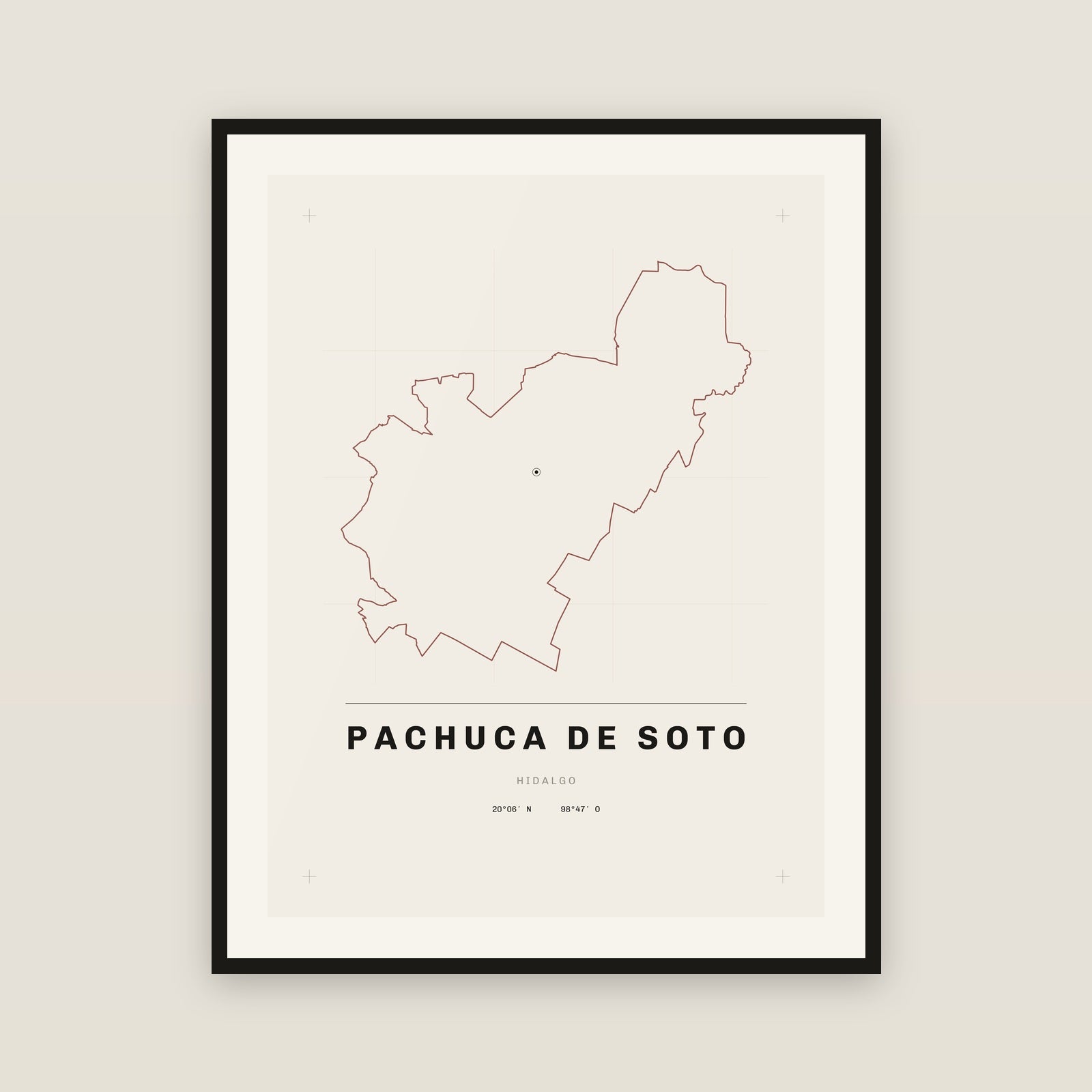 Pachuca de Soto, Hidalgo map print — exact INEGI boundary