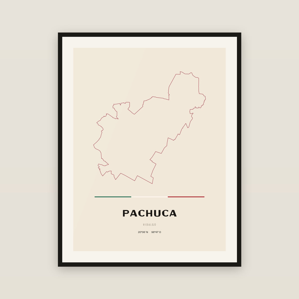 Pachuca de Soto, Hidalgo map print — exact INEGI boundary