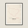 Ameca, Jalisco map print — exact INEGI boundary