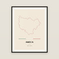 Ameca, Jalisco map print — exact INEGI boundary