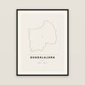 Guadalajara, Jalisco map print — exact INEGI boundary