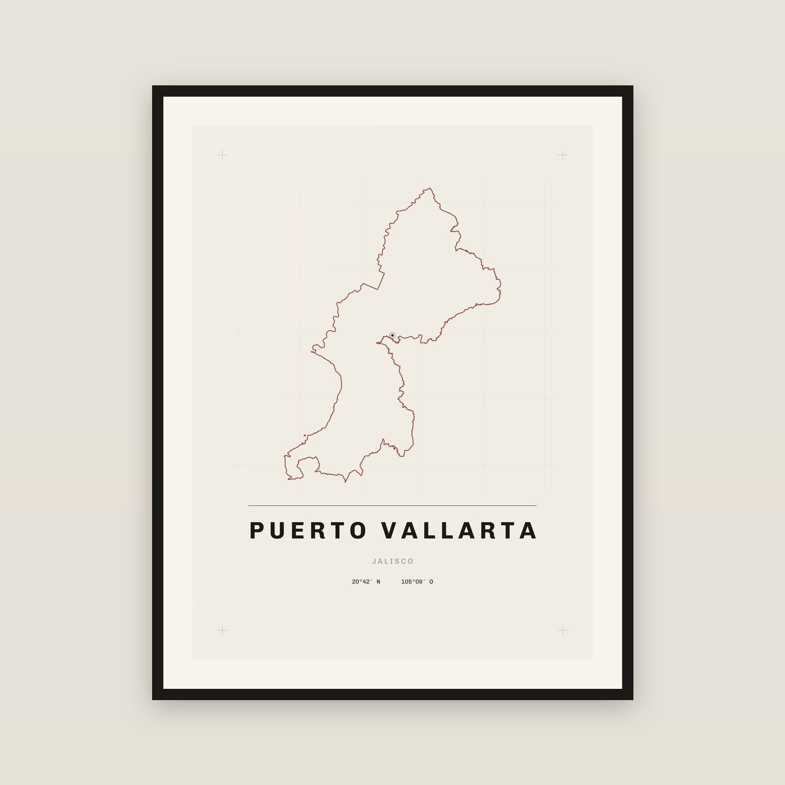 Puerto Vallarta, Jalisco map print — exact INEGI boundary