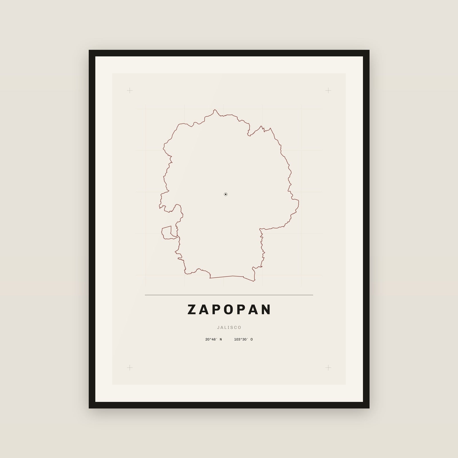 Zapopan, Jalisco map print — exact INEGI boundary