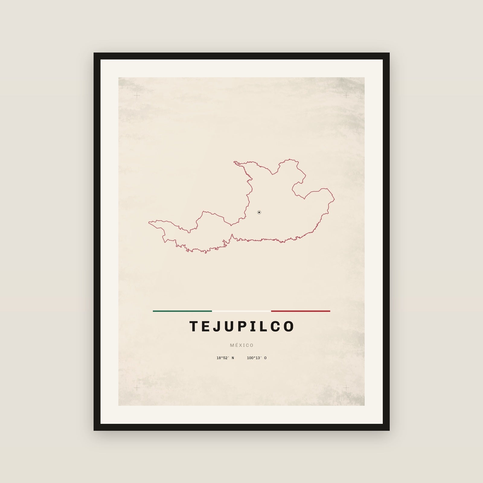 Tejupilco, México map print — exact INEGI boundary