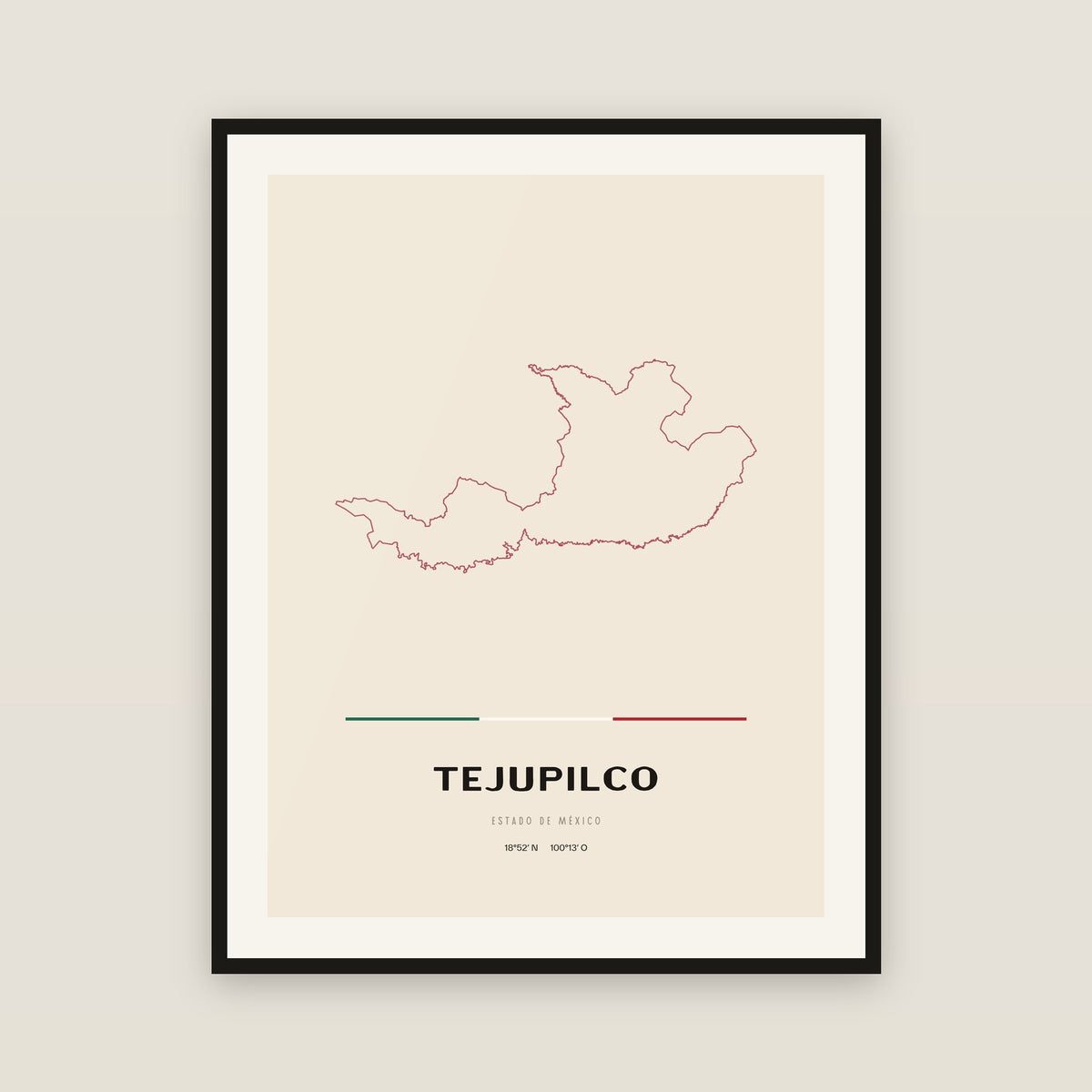 Tejupilco, México map print — exact INEGI boundary
