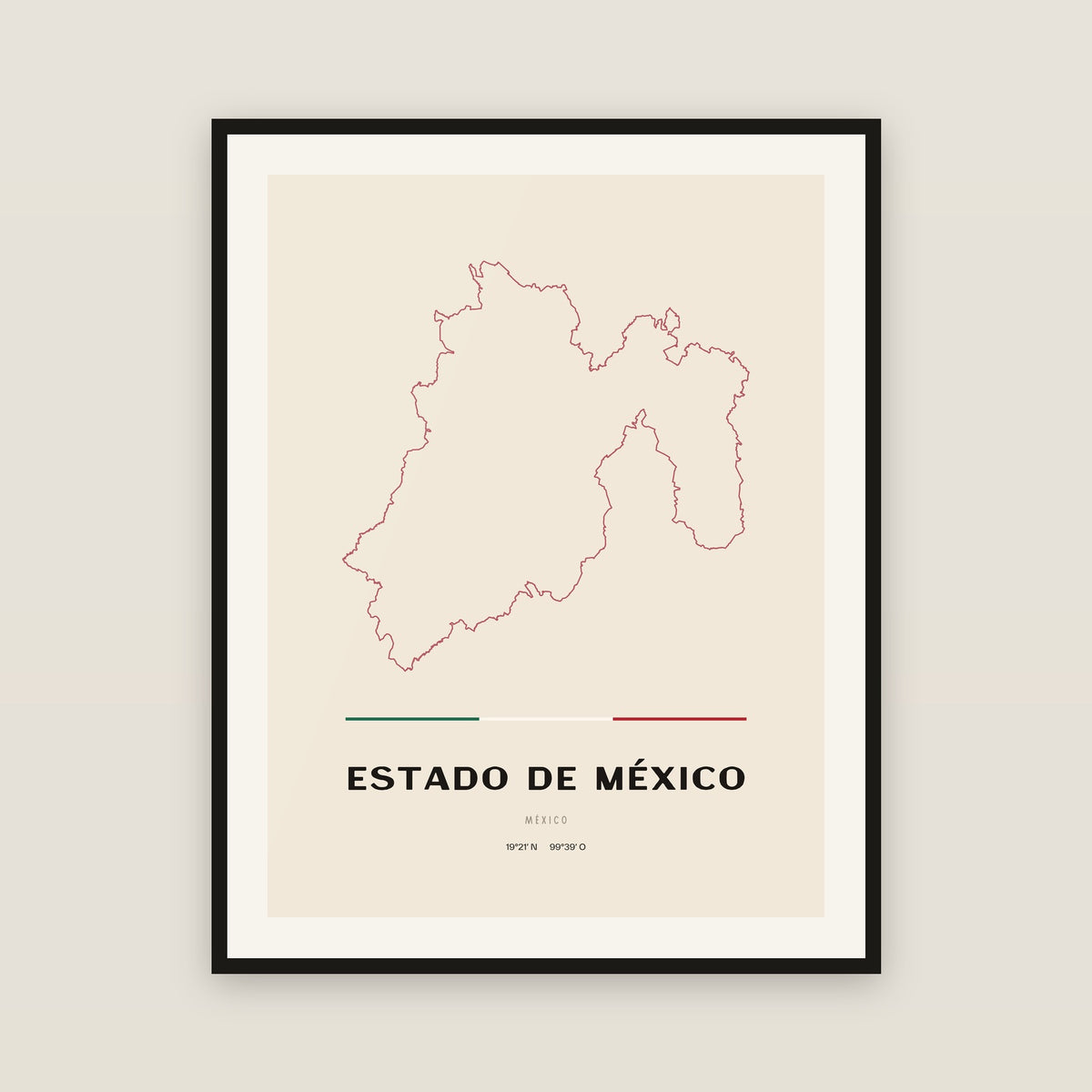 México map print — exact INEGI boundary