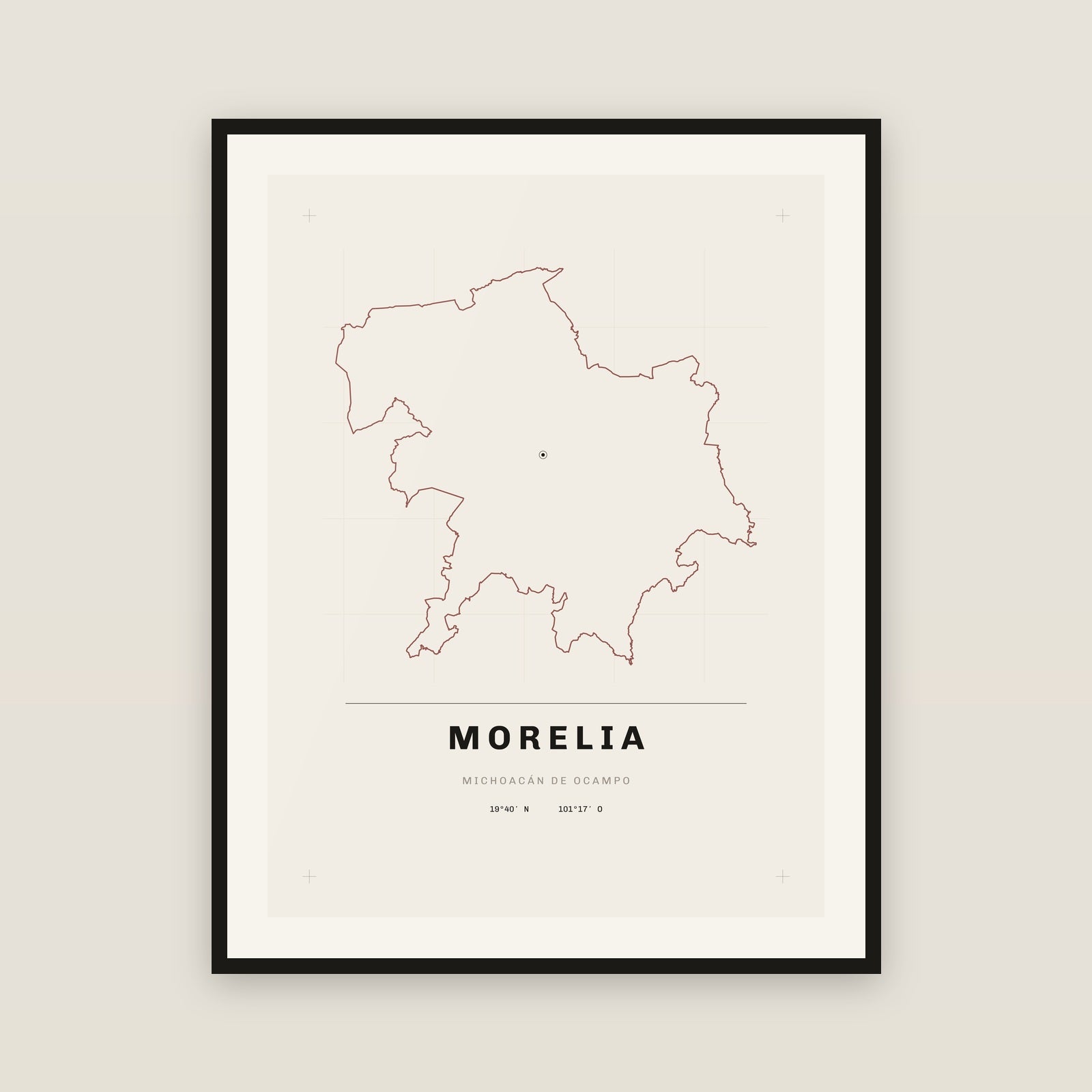 Morelia, Michoacán de Ocampo map print — exact INEGI boundary