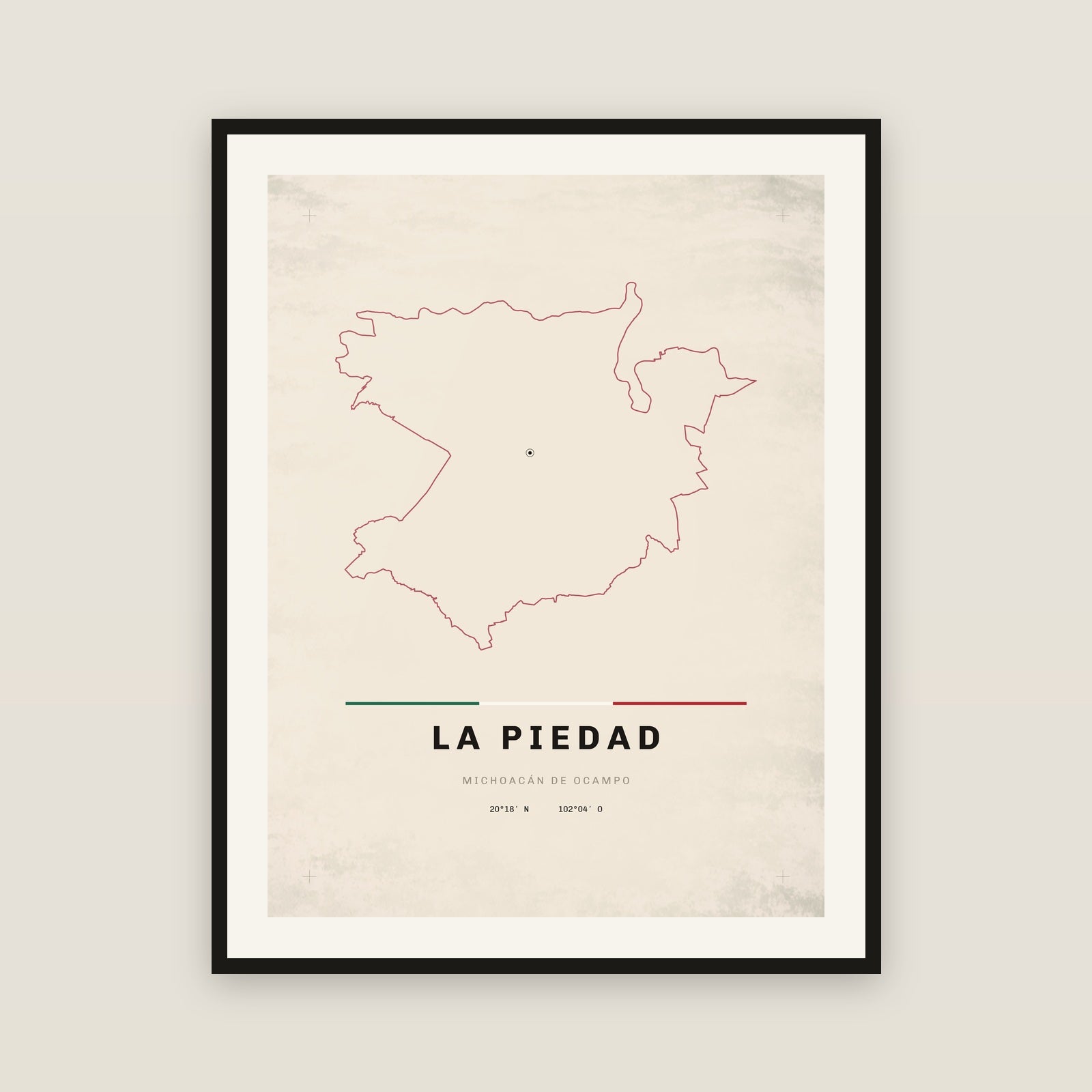 La Piedad, Michoacán de Ocampo map print — exact INEGI boundary