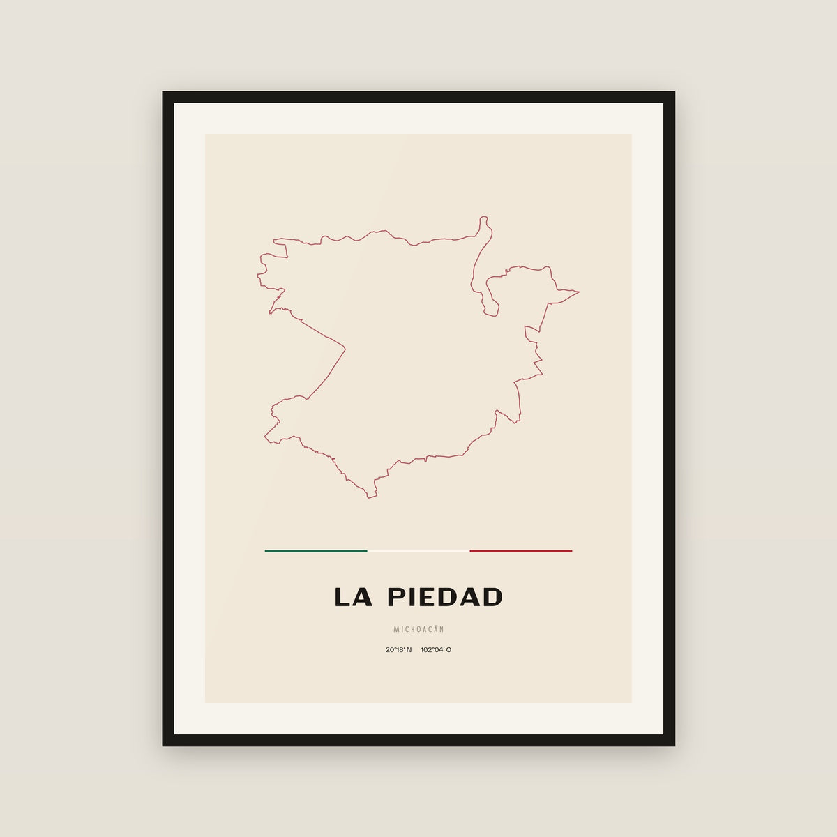 La Piedad, Michoacán de Ocampo map print — exact INEGI boundary