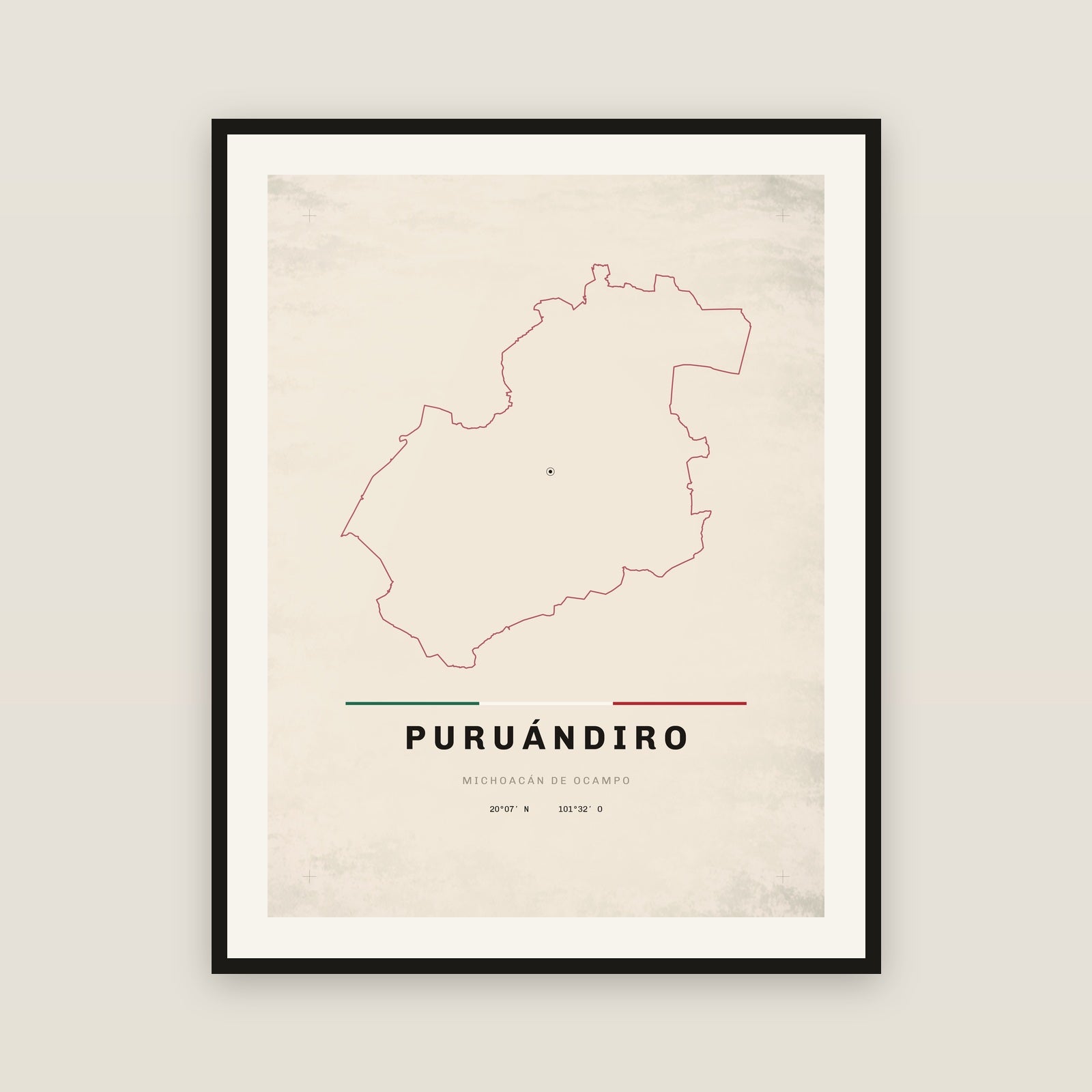 Puruándiro, Michoacán de Ocampo map print — exact INEGI boundary